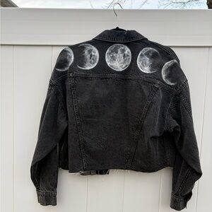 Handpainted Moons American Eagle Outfitters Black Denim Jacket